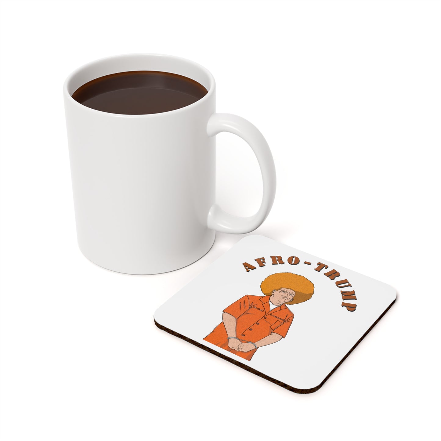 Afro Trump Cork Back Coaster