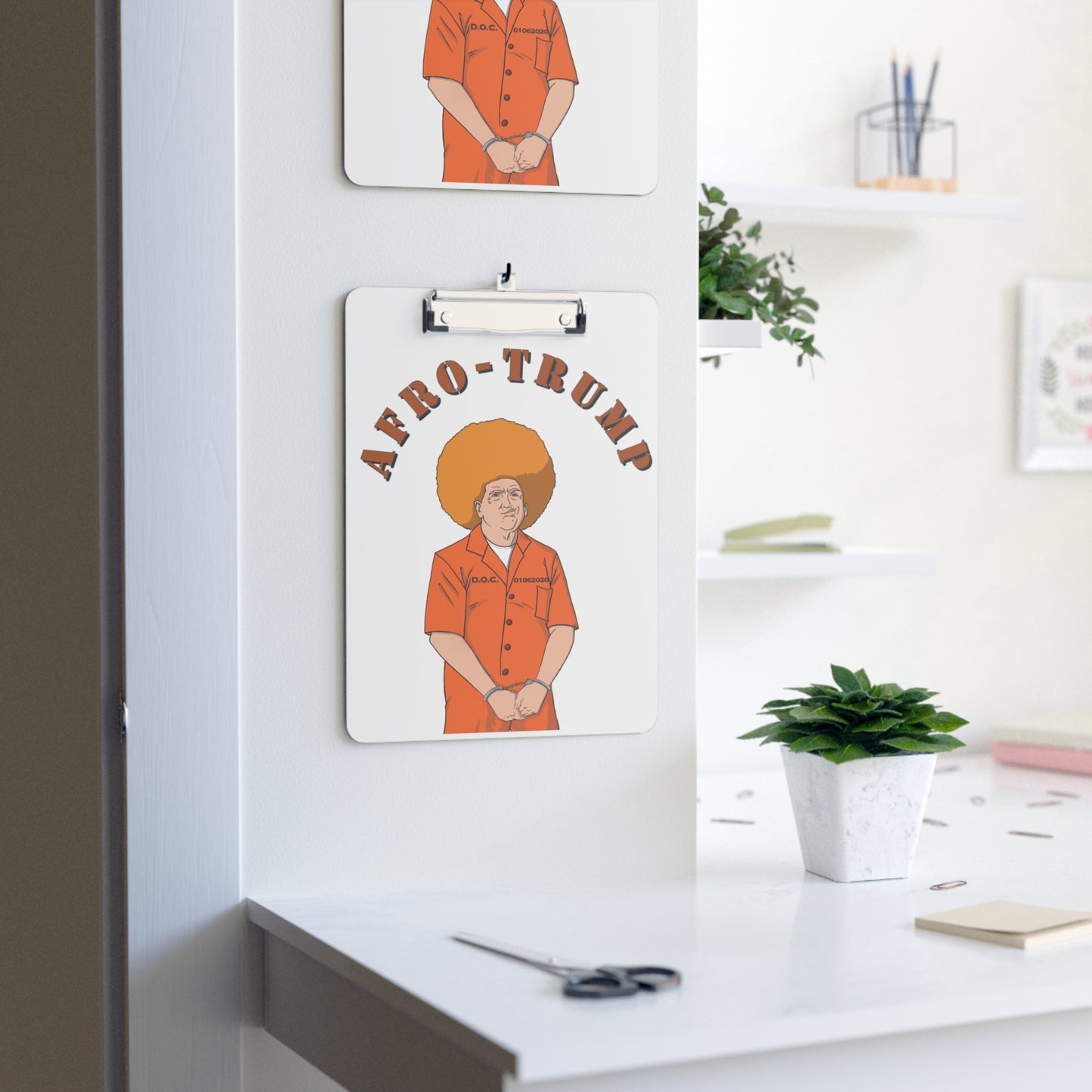 Afro Trump Clipboard (White)